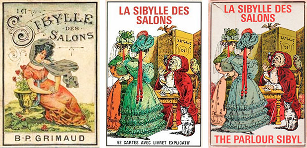 Caixas do jogo "Sibylle des Salons" em diferentes edições