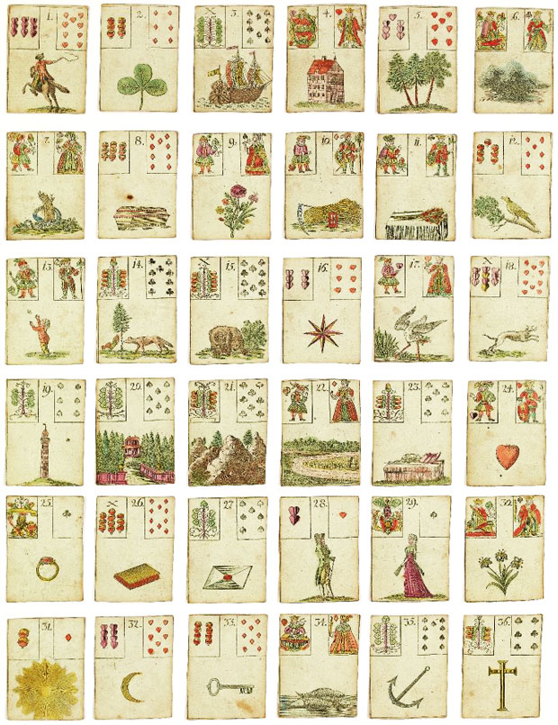 O conjunto das 36 cartas do "Das Spiel der Hoffnung" – O Jogo da Esperança