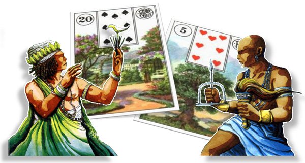 No sincretismo brasileiro, exemplos do baralho cigano (Lenormand) e os orixás da tradição afro